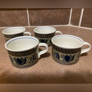 Vintage Mikasa Arabella Intaglio set of 4 short coffee tea cups mugs